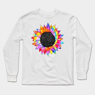 Tie Dye Colorful Sunflower Long Sleeve T-Shirt